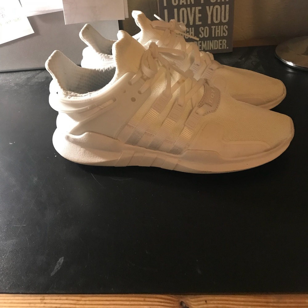 All white Adidas EQT’s